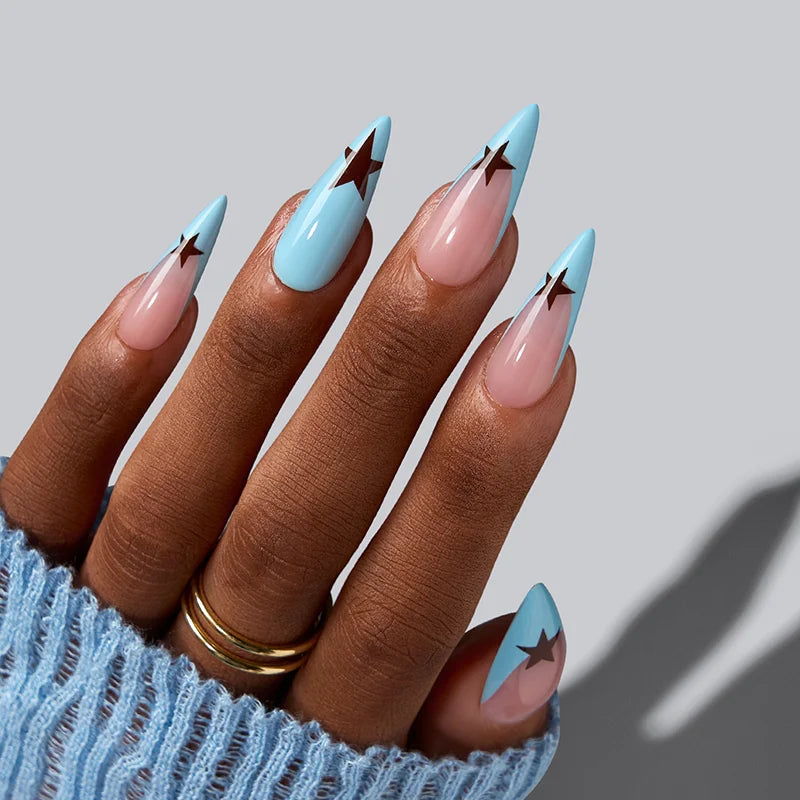 Blooming Stardust Long Stiletto - Soft Gel Press On