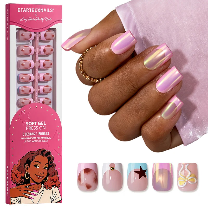 Blooming Stardust Short Square - Soft Gel Press On