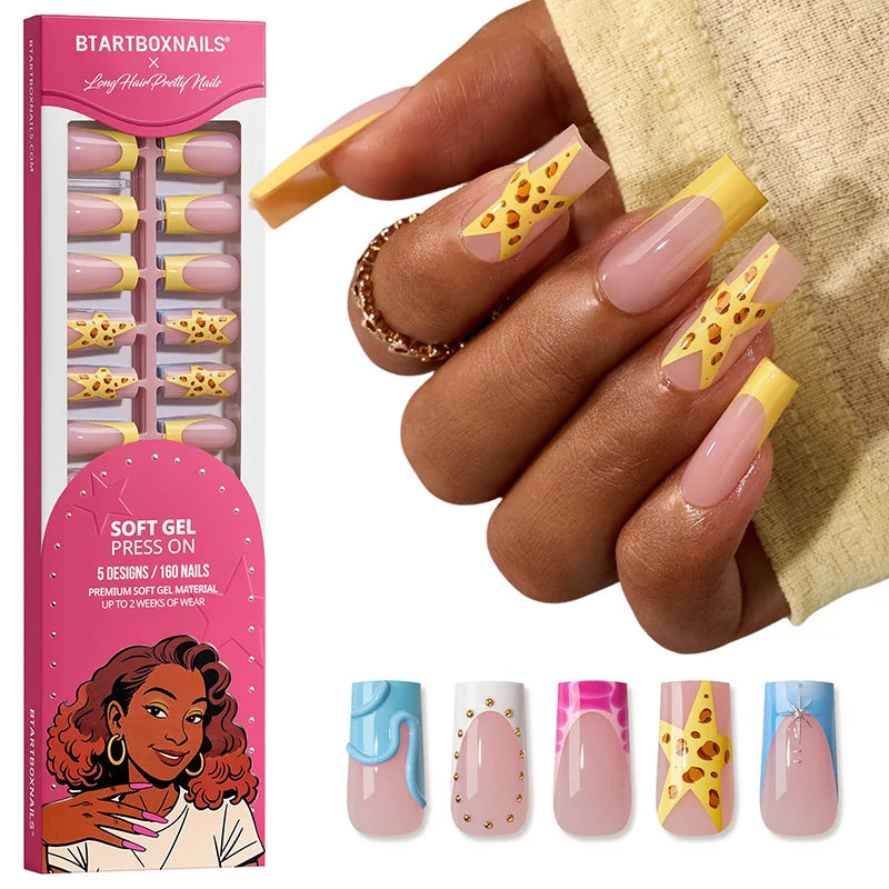 Star Bloom Long Square - Soft Gel Press On